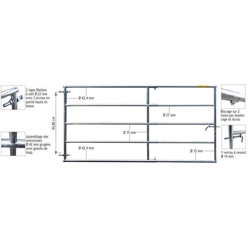 2/3 m Ausziehbare leichte Weidetore