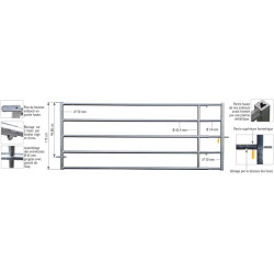 3/4 m Ø 42,4 mm ausziehbare Weidetore mit 1 Riegel