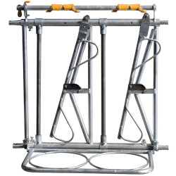 2 Plätze/1 m JUNIOR KOMFORT SR Selbstfangfressgitter für Kälber mit Eimerhalter