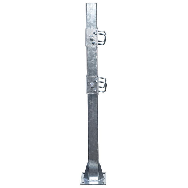 Einfache eckige Befestigungsschellen mit 4 Stück 60 mm Vierkantbügeln für 80x80 mm Vierkantpfosten