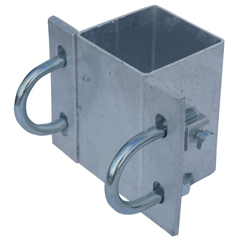 Eckige Befestigungsschellen mit Ø 49 mm Vierkantbügel für 80x80 mm Vierkantpfosten
