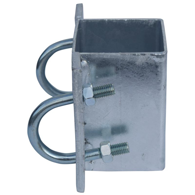 Eckige Befestigungsschellen mit Ø 49 mm Vierkantbügel für 80x80 mm Vierkantpfosten