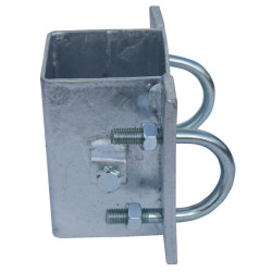 Eckige Befestigungsschellen mit Ø 49 mm Vierkantbügel für 80x80 mm Vierkantpfosten