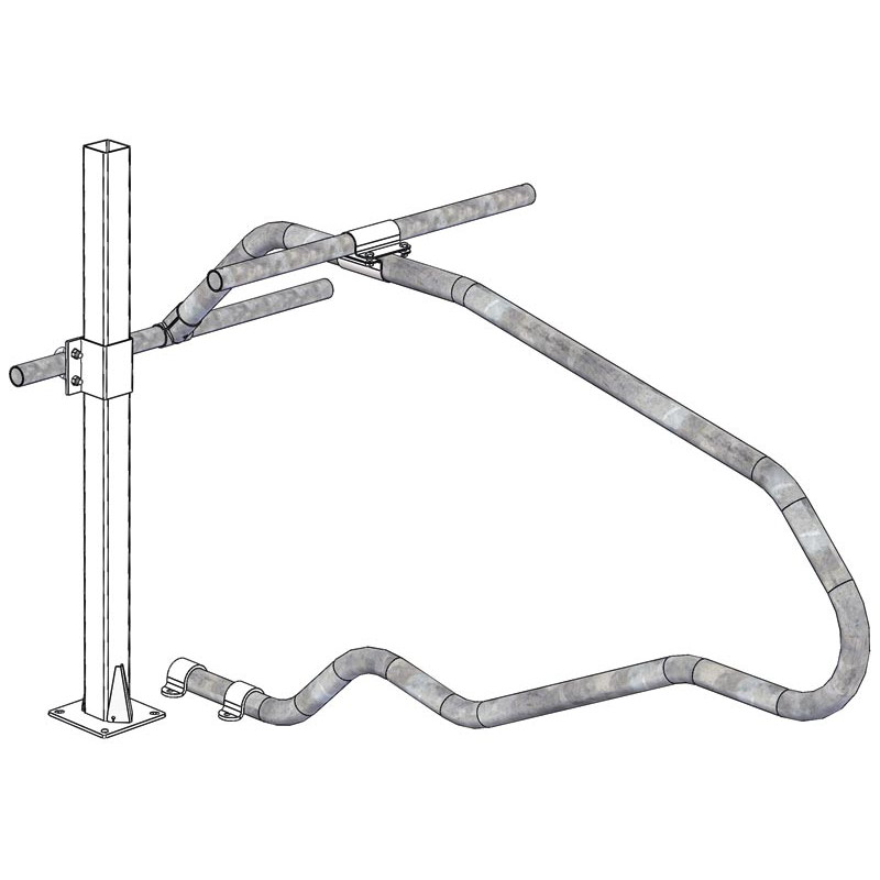 Eckige Befestigungsschellen mit Ø 49 mm Vierkantbügel für 80x80 mm Vierkantpfosten