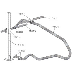 Eckige Befestigungsschellen mit Ø 49 mm Vierkantbügel für 80x80 mm Vierkantpfosten