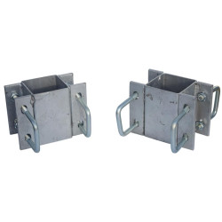 Doppelte eckige Befestigungsschellen mit 8 Stück 60 mm Vierkantbügeln für 80x80 mm Vierkantpfosten