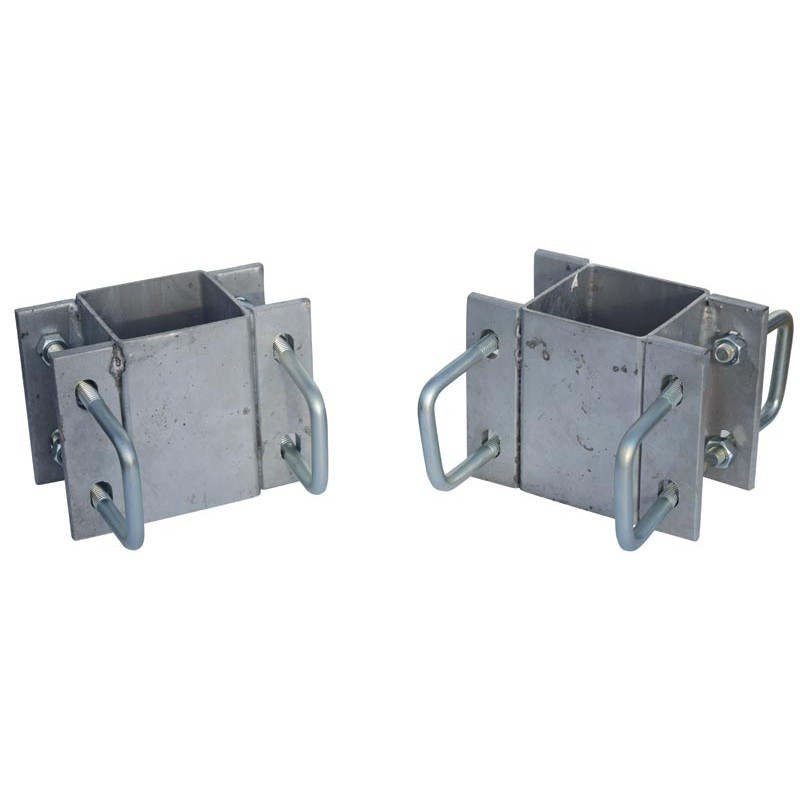 Doppelte eckige Befestigungsschellen mit 8 Stück 60 mm Vierkantbügeln für 80x80 mm Vierkantpfosten