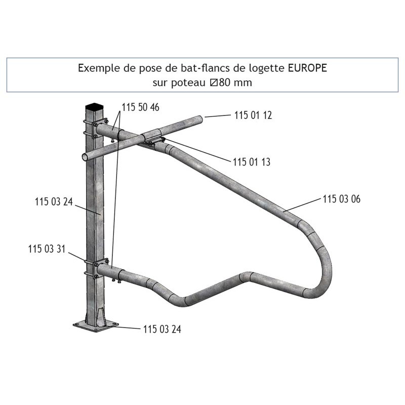 EUROPA Liegeboxenbügel für Großvieh L.2200 x B. 840 mm