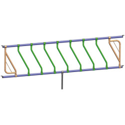 Ø 42 mm schräge Halsweitenstange mit Ø 60 mm Schellen 