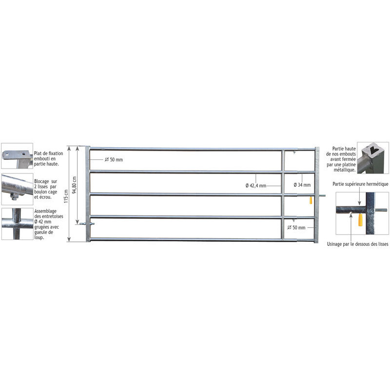 3/4 m Ø 42,4 mm ausziehbare Weidetore mit 1 Riegel 3/4 m Ø 42,4 mm ausziehbare Weidetore mit 1 Riegel