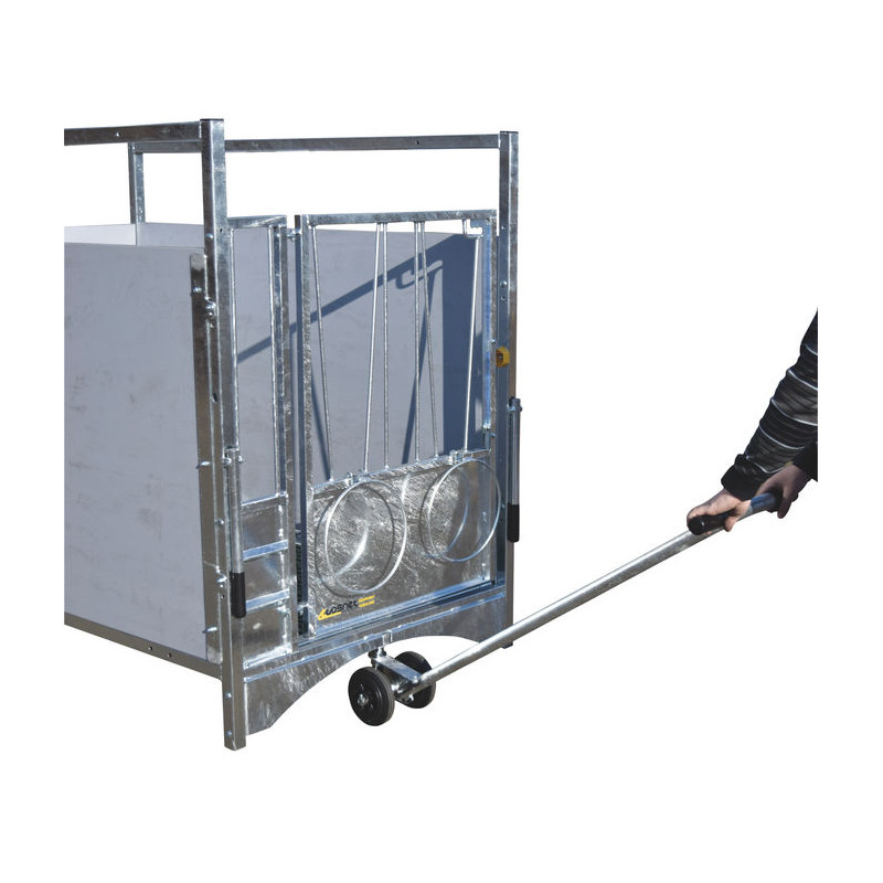 Transportdeichsel für fahrbare kälberboxen