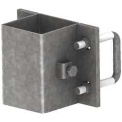 Einfache eckige Befestigungsschellen mit 4 Stück 60 mm Vierkantbügeln für 80x80 mm Vierkantpfosten