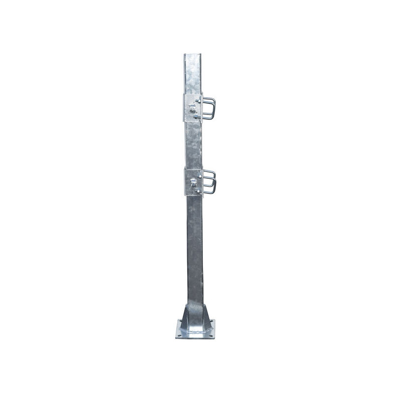 Einfache eckige Befestigungsschellen mit 4 Stück 60 mm Vierkantbügeln für 80x80 mm Vierkantpfosten