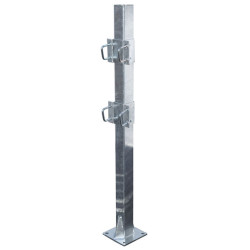 Einfache eckige Befestigungsschellen mit 4 Stück 60 mm Vierkantbügeln für 80x80 mm Vierkantpfosten