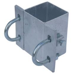 Eckige Befestigungsschellen mit Ø 49 mm Vierkantbügel für 80x80 mm Vierkantpfosten