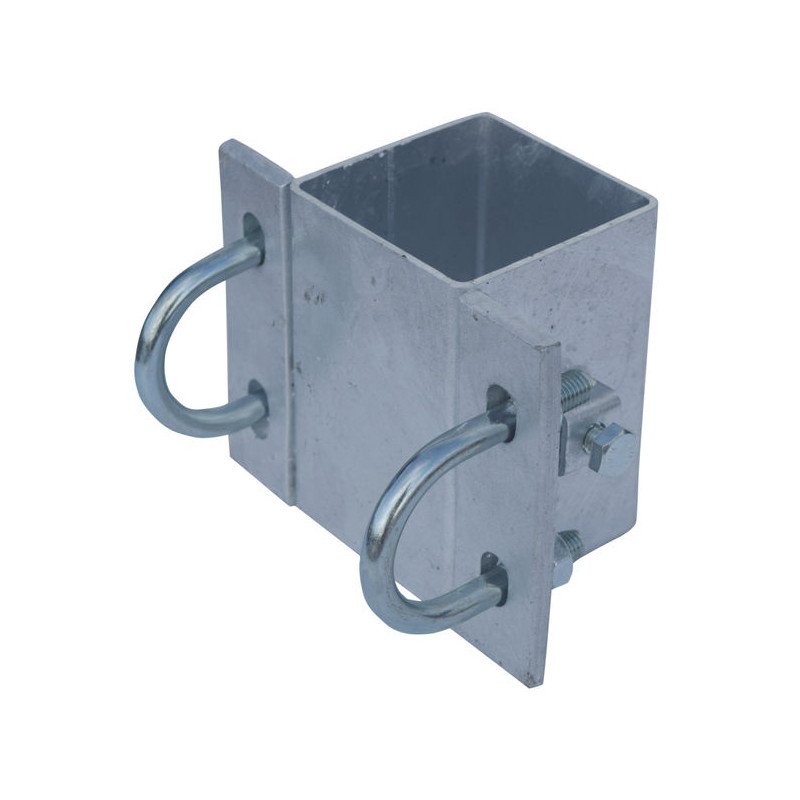 Eckige Befestigungsschellen mit Ø 49 mm Vierkantbügel für 80x80 mm Vierkantpfosten