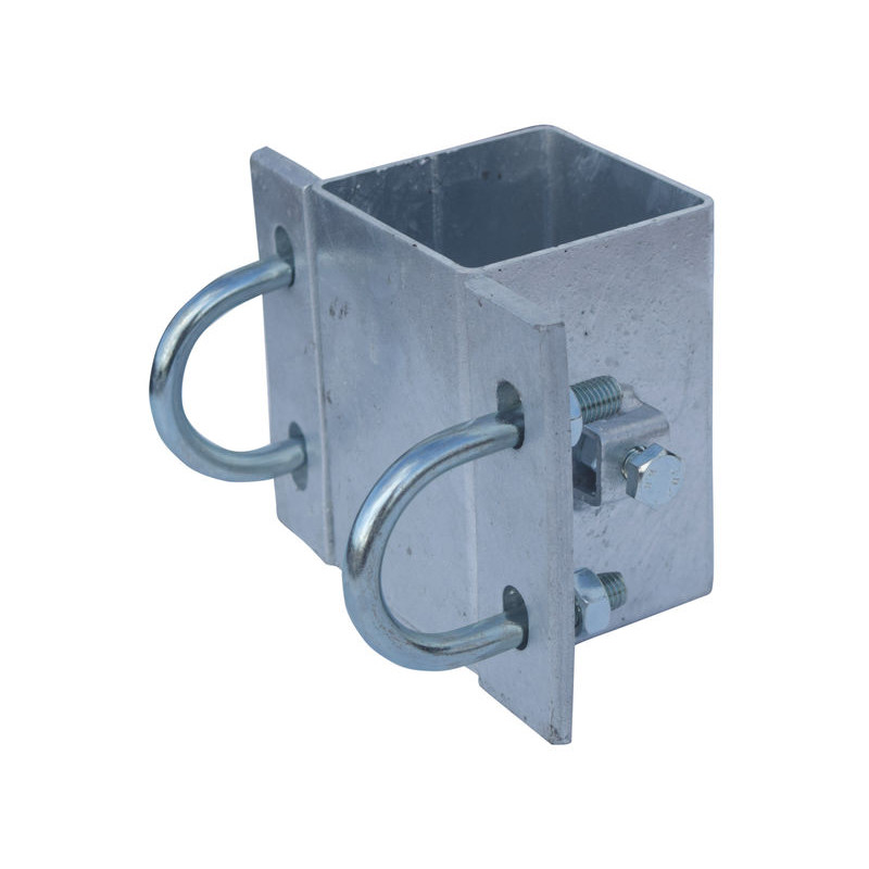 Eckige Befestigungsschellen mit Ø 49 mm Vierkantbügel für 80x80 mm Vierkantpfosten