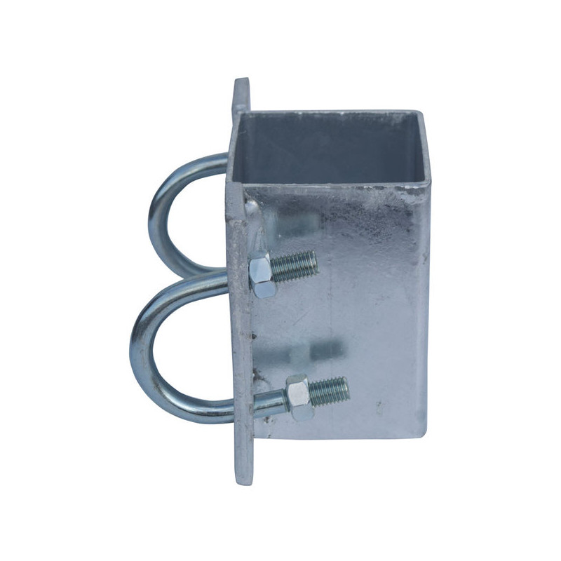 Eckige Befestigungsschellen mit Ø 49 mm Vierkantbügel für 80x80 mm Vierkantpfosten