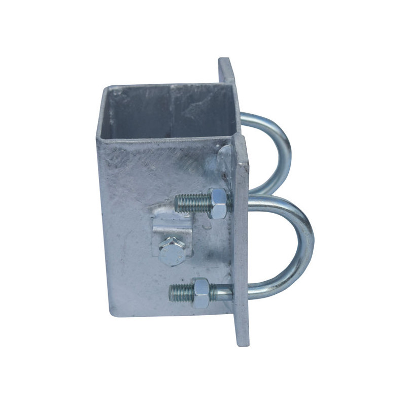 Eckige Befestigungsschellen mit Ø 49 mm Vierkantbügel für 80x80 mm Vierkantpfosten