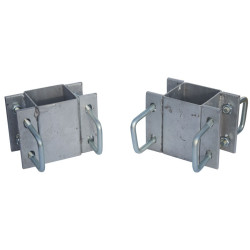 Doppelte eckige Befestigungsschellen mit 8 Stück 60 mm Vierkantbügeln für 80x80 mm Vierkantpfosten