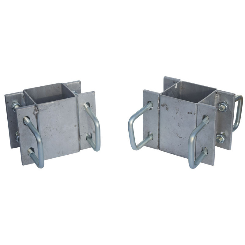 Doppelte eckige Befestigungsschellen mit 8 Stück 60 mm Vierkantbügeln für 80x80 mm Vierkantpfosten