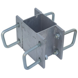Doppelte eckige Befestigungsschellen mit 8 Stück 60 mm Vierkantbügeln für 80x80 mm Vierkantpfosten