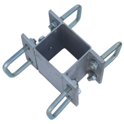 Doppelte eckige Befestigungsschellen mit 8 Stück 60 mm Vierkantbügeln für 80x80 mm Vierkantpfosten