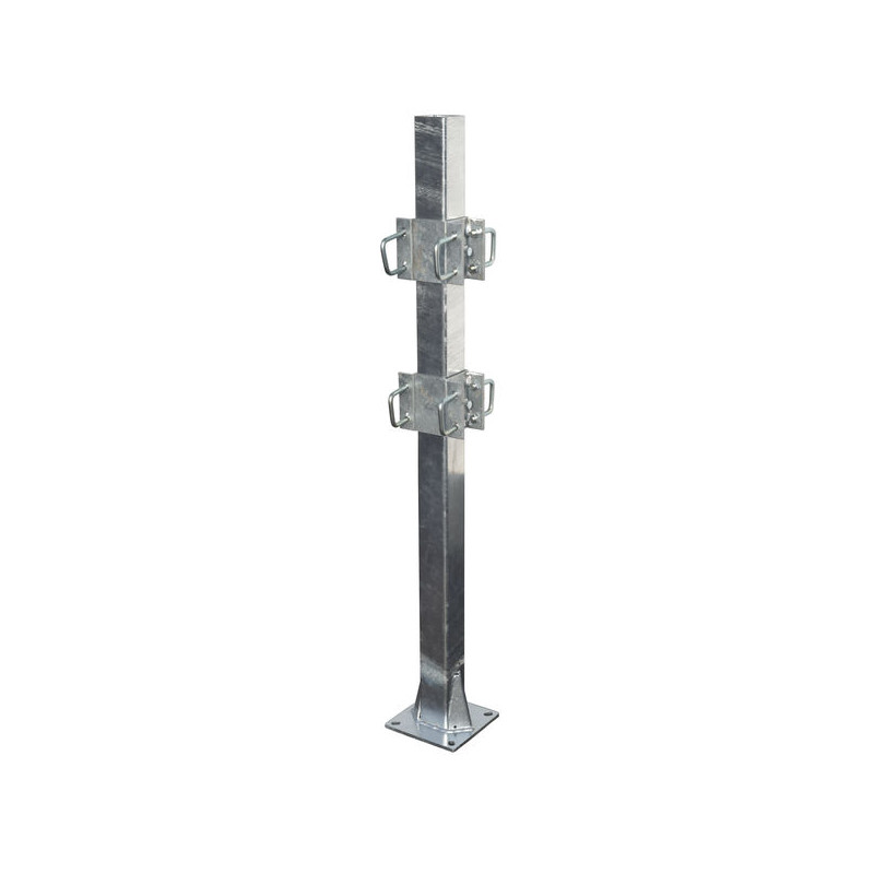 Doppelte eckige Befestigungsschellen mit 8 Stück 60 mm Vierkantbügeln für 80x80 mm Vierkantpfosten