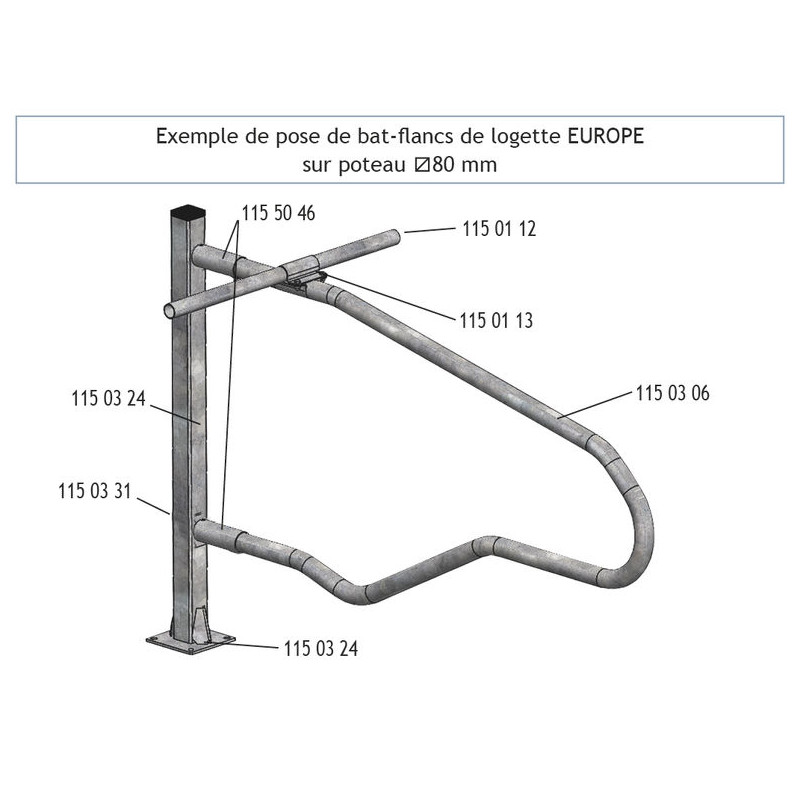 EUROPA Liegeboxenbügel für Großvieh L.2200 x B. 840 mm
