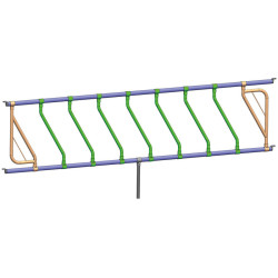 Ø 42 mm schräge Halsweitenstange mit Ø 60 mm Schellen 